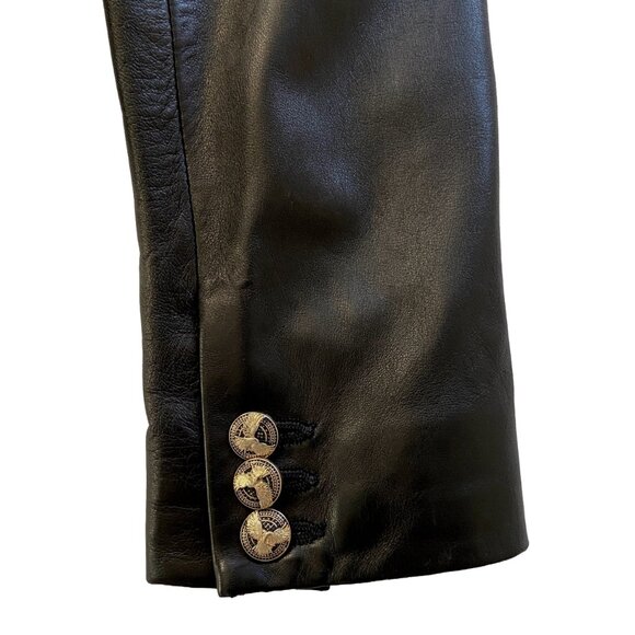 BALMAIN BLACK LEATHER DOUBLE BREASTED BLAZER JACKET 42 FR 10 US - Picture 6 of 6
